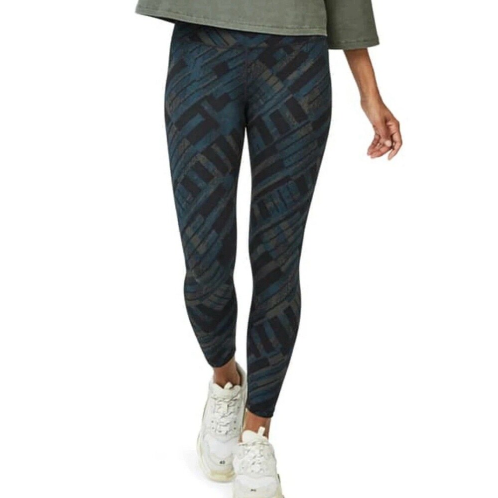 Sweaty Betty XS Jacquard Workout Leggings In Slate Interlinked Geo 7/8